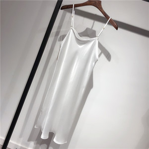 Silk Mulberry C Silkworm C Silk Women's Multicolor Solid Color Base Petticoat Nightgown dress Long Slip Top for Hair - Product Image 2