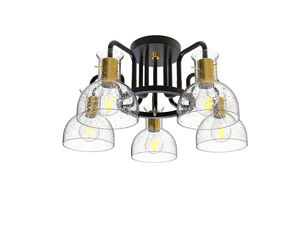 FD-007 Hot <b>Sale</b> 5-Light E26/E27 Metal <b>Chandelier</b> & Pendant Light Bubbled Glass Pendant Hanging Light <b>for</b> Living Room - Product Image 1