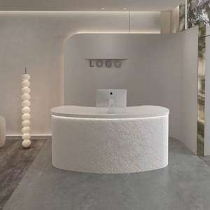 Mostrador de Recepción para Salón de Belleza, Color Blanco y Dorado, de Alta Calidad, Estilo Moderno y Lujoso, para Salón de Uñas y Belleza - Product Image 2