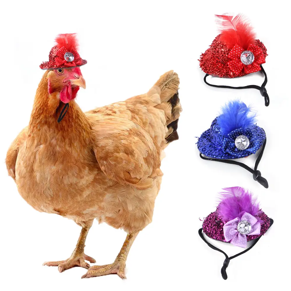 3 Pieces Chicken Hats for Hen Mini Hat Helmet Accessories Feather Top Hat Chicken Headwear Top Costume