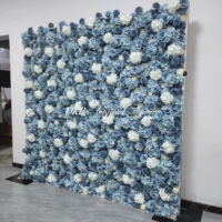 Enseigne de logo mural personnalisée en usine avec mur de fleurs luxe enroulable et dos en tissu 8x8 5d mur de fleurs de rose noire