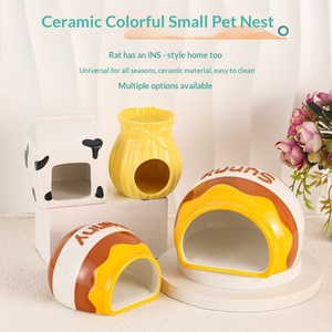 Lit-cachette personnalisable OEM pour petits animaux, en céramique rafraîchissante pour l'été, en forme de dessin animé, durable, pour hamster syrien et cochon d'Inde - Product Image 1