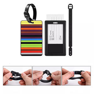 Waterproof PVC Baggage Tag Personalized Name ID Holder Rubber Loop <b>Strap</b> Travel Luggage Tag for <b>Suitcase</b> Travel Gift - Product Image 6