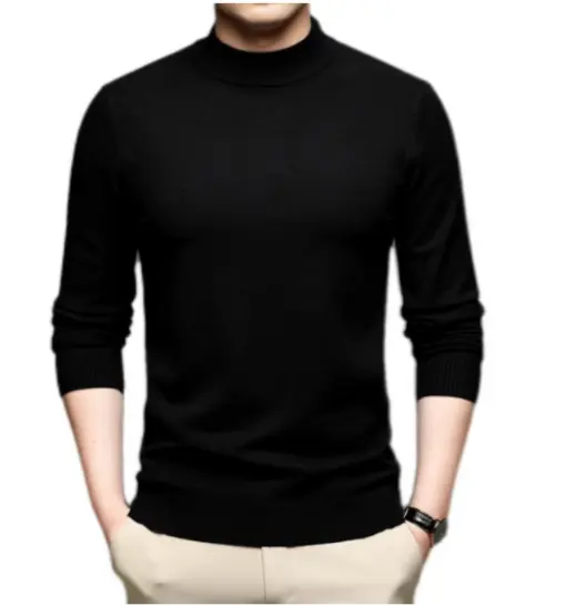 Hot Selling Custom Men Sweaters Fashionable Oversized Designer High Neck Pure Color Cashmere Men Sweater