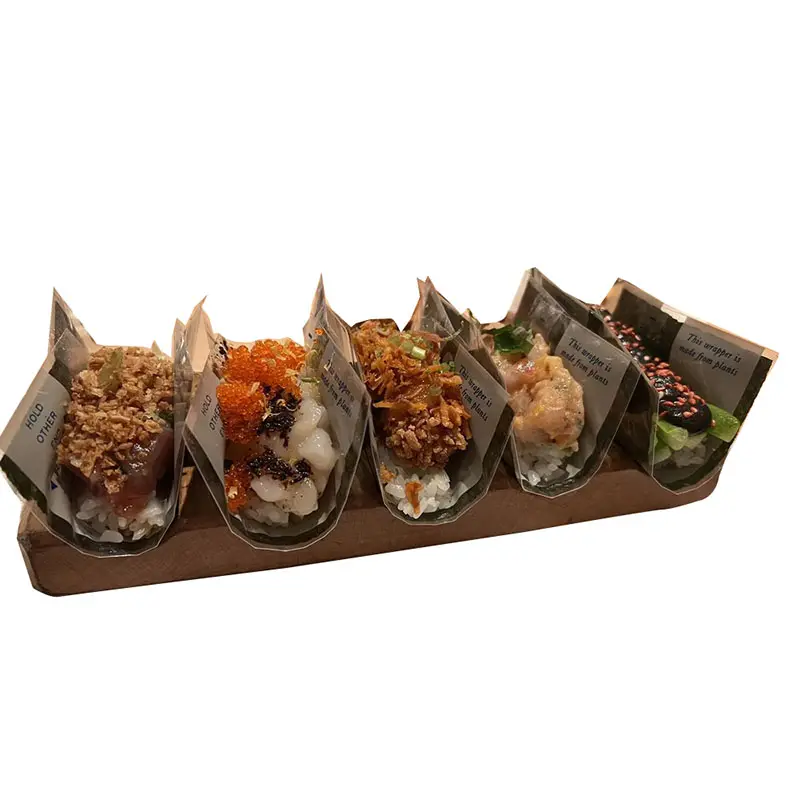 Custom Printed Food Grade Clear Plastic Restaurant Make Onigiri Pack Bag Sushi Nori Seaweed Pack Packaging Holder Sleeve Bags