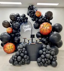 Kit ghirlanda arco palloncino a tema basket nero sport per bambino ragazzo uomo compleanno festa del papà decorazione anniversario