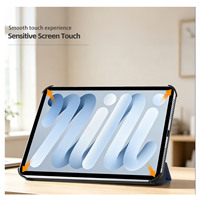 Casing Tablet Kulit PU Lipat Tiga Desain Khusus untuk iPad Mini 6/7/8 Tipis Ringan Pelindung Belakang Tablet PC Pintar