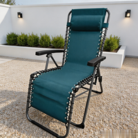 Fauteuil inclinable pliant de haute qualité, bleu royal, à gravité zéro, 6 positions, structure métallique durable, fauteuil de jardin portable