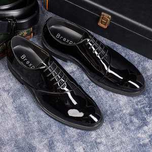 Luxurious Shiny Men's Oxford Dress <b>Shoes</b> Made Genuine Leather Simple Design Trendy Wedding Style <b>Height</b> <b>Increasing</b> Waterproof - Product Image 1