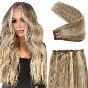 Extensiones de Cabello Humano Real Cosidas a Mano, 80g, <span class=keywords><strong>Rubio</strong></span> Ceniza Platino, Liso Suave, <span class=keywords><strong>con</strong></span> <span class=keywords><strong>Mechas</strong></span> Rubias Mixtas, 12 Pulgadas - Product Image 2