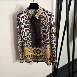 Camicia Casual da <span class=keywords><strong>Donna</strong></span> con Stampa Leopardata, Tessuto Traspirante, Colletto Rovesciato e Maniche Lunghe per Occasioni Speciali - Product Image 1