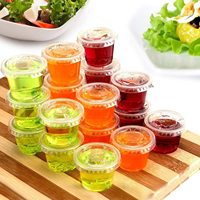 Cup Saus Sekali Pakai Dinding Tunggal dengan Tutup, Kotak Bawa Pulang Bulat Plastik Segel, Cup Kecap Custom Logo, Cup Bumbu Kecil 1OZ-5OZ