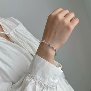 Dylam Trending Design Rhodium Plated 925 Sterling Silver Beaded <b>Rainbow</b> Colorful Circle Crystal Bangles <b>Bracelets</b> for Women - Product Image 3