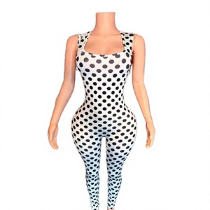 Combinaison moulante sans manches en tricot pour femme – Combinaison une pièce extensible et ajustée à longueur intégrale - Product Image 2
