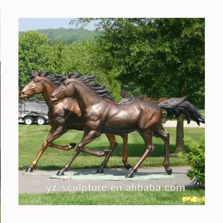 Cavalo de bronze de fundição externa, escultura de cavalo em pé, tamanho de vida
