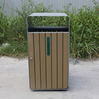 Poubelle extérieure commerciale en bois pour déchets paysagers, poubelle de rue, poubelle de parc, poubelle étanche, poubelle publique, bac à déchets