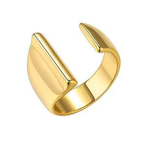 Anillo abierto Ajustable con letra inicial para mujer y hombre, joyería con alfabeto, chapado en oro de A Z - Product Image 4