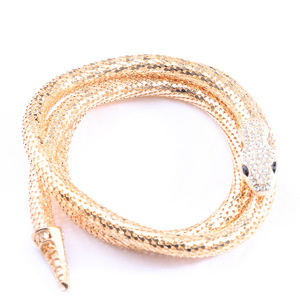 Collar de cadena dorada con forma de serpiente e incrustaciones de diamantes para mujer, joyería de fiesta, aleación de zinc, diseño animal, accesorio de moda. - Product Image 2