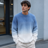 Suéter de Mohair con Cuello Redondo y Degradado Ombre para Hombre, con Logotipo Personalizado, Manga Larga, 4 Colores, OEM, Venta al Por Mayor, Marca Privada, Pedido al Por Mayor