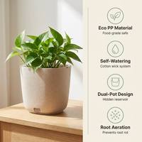 Pot auto-arrosant avec niveau d'eau visible et ventilation, pot à 2 couches avec doublure intérieure transparente pour plantes d'intérieur