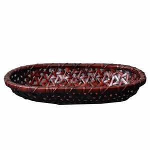 July 7th Bamboo Storage Tray Oval Lacquered Multifunctional Desktop Organizer For Tea Utensils And Fruit - Product Image 5