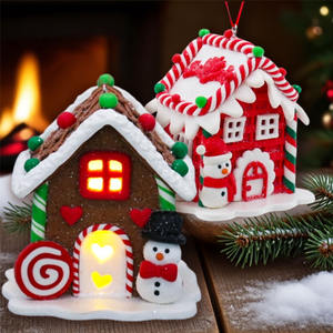 Arbre de Noël fait à la main pain d'épice Led décoration de maison avec bonhomme de neige et cannes de bonbon et arbre à <span class=keywords><strong>sucre</strong></span> suspendu ornement de cadeau de fête - Product Image 2