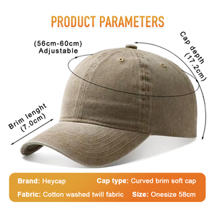 Casquette de baseball unie en sergé de coton délavé, chapeau de sport personnalisé avec broderie 3D, logo en relief OEM, boucle de luxe, chapeau structuré de qualité supérieure - Product Image 3