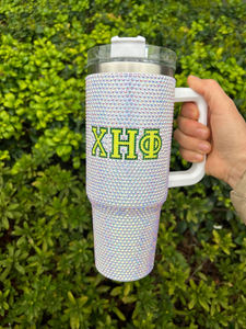 40oz confraternita greco Chi Eta Phi Bling bicchieri di strass XHO Chi Eta Phi 1932 tazze di strass con manico e coperchi - Product Image 4