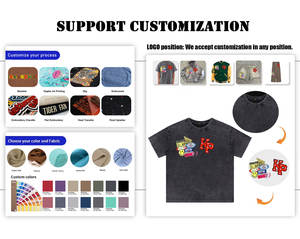 مخصص للرجال كبير الحجم غسل حمض المونتاج تي شيرت قطن صوفي جي إس إم موضة الهيب هوب طباعة الشاشة الحريرية قماش محبوك - Product Image 5