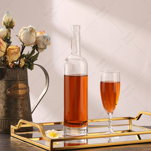 Botella de licor de cristal redonda transparente personalizable al por mayor 100ml 500ml 750ml Gin <span class=keywords><strong>Vodka</strong></span> y Tequila sellado de corcho - Product Image 4