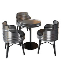 Ensemble de table et chaises en fer de type fût à huile, design industriel moderne et créatif, pour hôtel/restaurant/café/librairie, mobilier commercial