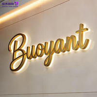 Enseigne LED rétroéclairée en métal doré étanche IP65, lettres de logo d'entreprise 3D personnalisées illuminées pour l'extérieur des bâtiments commerciaux