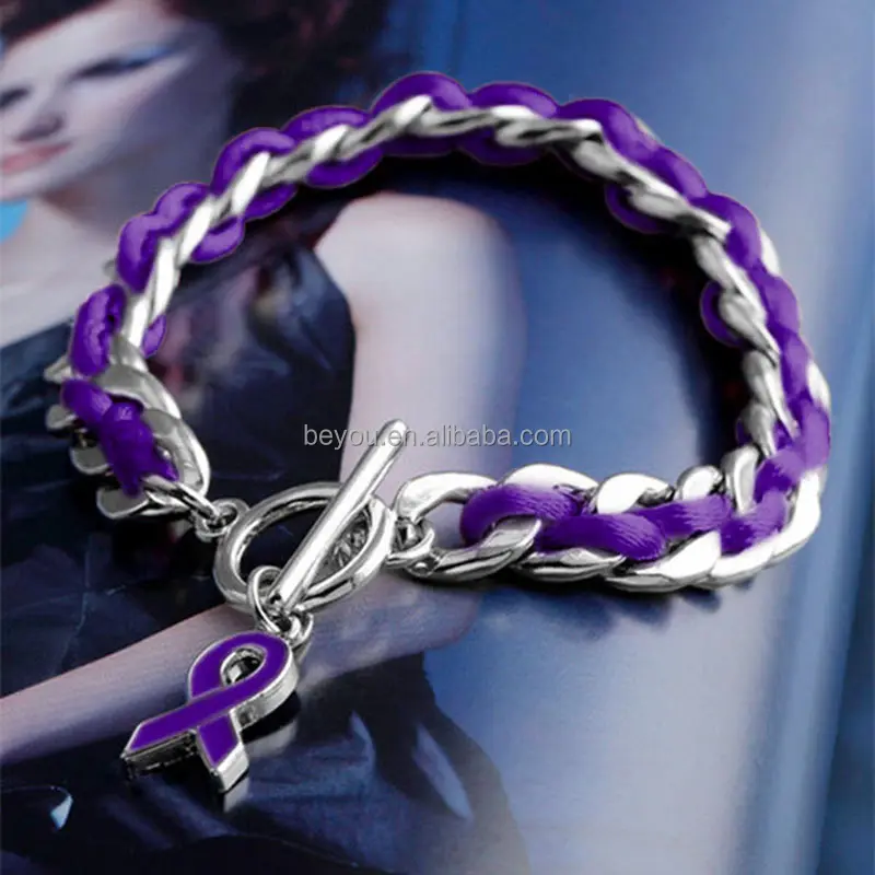 NCNW, новая цепочка для вдохновения, плетеная веревка для ухода за раком груди, Подарочный браслет для общественного благосостояния, браслет с фиолетовой лентой, украшение для любви