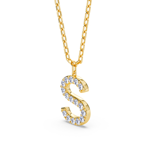Elegante colgante del alfabeto de la A a la Z con diamantes cultivados en laboratorio VVS VS EF, engastados en plata de ley 925 con acabado en oro, joyería personalizada. - Product Image 5