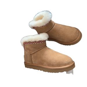 Bottes d'hiver décontractées pour femme en cuir véritable avec fourrure naturelle, modèle court et épais, nouvelle collection automne/hiver - Product Image 5