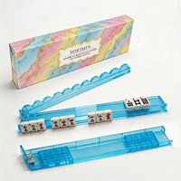 Ensemble Cadeau de Rangements de Mahjong Verts avec Règle de Placement, Pack de 4 Pièces, Matériaux PS et Acrylique ; Portable, Antidérapant, Transparent