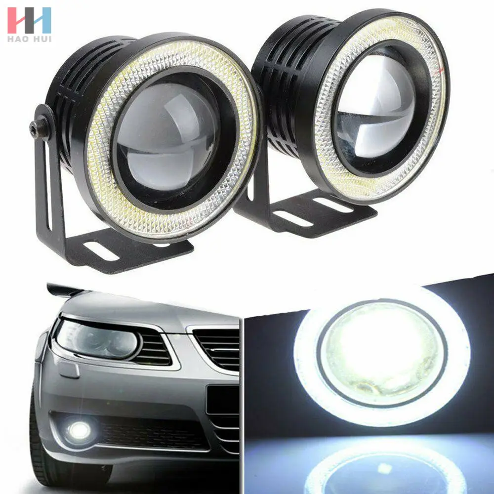 C0046 2.5 "Algemene Auto Led Mistlamp 6700K Wit Rijlamp Engel Oog Halo 12V Weg Mistlamp Angel Oog