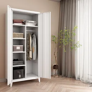 Armoire à 2 portes en acier, armoire de rangement pour vêtements, armoire pour chambre à coucher