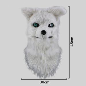 Máscara realista de cabeza de lobo de plástico con superficie de piel sintética, suave, de cara completa, tipo hombre lobo, con boca abrible, para disfraz de Halloween. - Product Image 2
