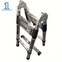 Échelle télescopique en acier inoxydable 2,5+2,5 mètres, pliable, multifonctionnelle, épaissie, renforcée, antidérapante