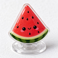 Aangepaste watermeloen acryl telefoonhouder schattige fruit telefoonstandaard 3D afneembare grip zomer mobiele decoratie groothandel