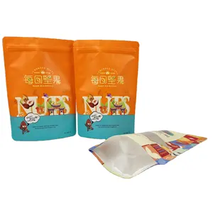 नट्स और कर्नेल के लिए कम MOQ कस्टम लोगो जिपलॉक खाद्य पैकेजिंग वाटरप्रूफ फ्रॉस्टेड क्लियर विंडो नोनी बैग