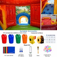 Château gonflable à thème hamburger et frites avec toboggan en PVC pour enfants, idéal pour les fêtes et la location commerciale