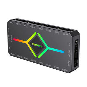 GAMEMAX Télécommande <span class=keywords><strong>PWM</strong></span> + <span class=keywords><strong>ARGB</strong></span> <span class=keywords><strong>HUB</strong></span> V4.0 pour ventilateur de refroidissement - Product Image 1