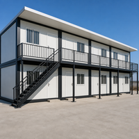 Maison conteneur modulaire préfabriquée à deux étages en panneaux de faux briques avec structure en acier à assemblage rapide, pour bureau, école, hôtel