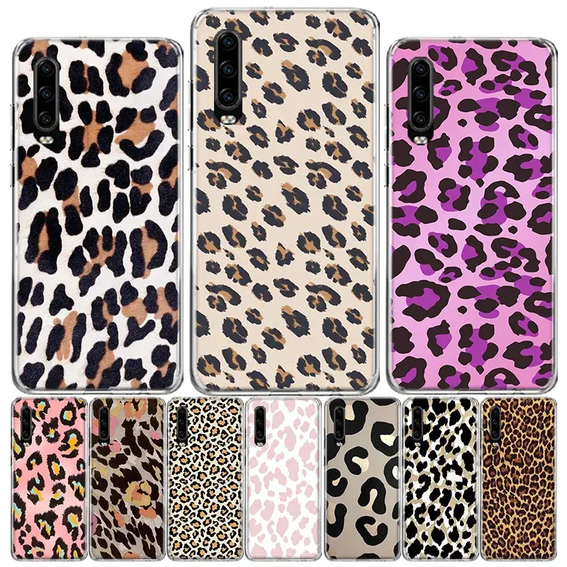 Capa de telefone para Huawei P50 Pro P40 P30 Lite P20 P10 Coque Mate 10 Lite 20 30 Pro 40 Cera de girafa leopardo tigre zebra com estampa selvagem