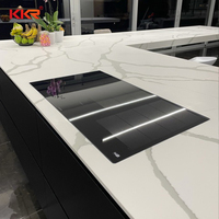 KKR haut de gamme personnaliser pierre artificielle Texture de marbre Surface solide vanité Top comptoir de cuisine