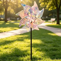 Tourniquet éolien holographique irisé à 8 pales en plastique transparent, décoration cinétique pour jardin et extérieur, changeant de couleur