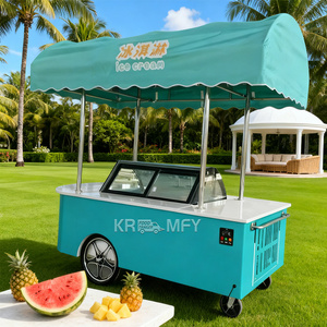 Vitrine Réfrigérée Mobile pour Crèmes Glacées, Chariot Remorquable pour Food Truck, Véhicule de Restauration Rapide en Métal Résistant à la Rouille pour Vente Ambulante en Extérieur - Product Image 1