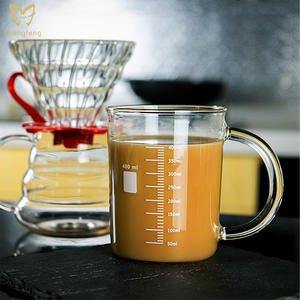 गर्म या ठंडे पेय के लिए 400 मिलीलीटर पारदर्शी ग्लास बियर मग मापने वाले कप - Product Image 2